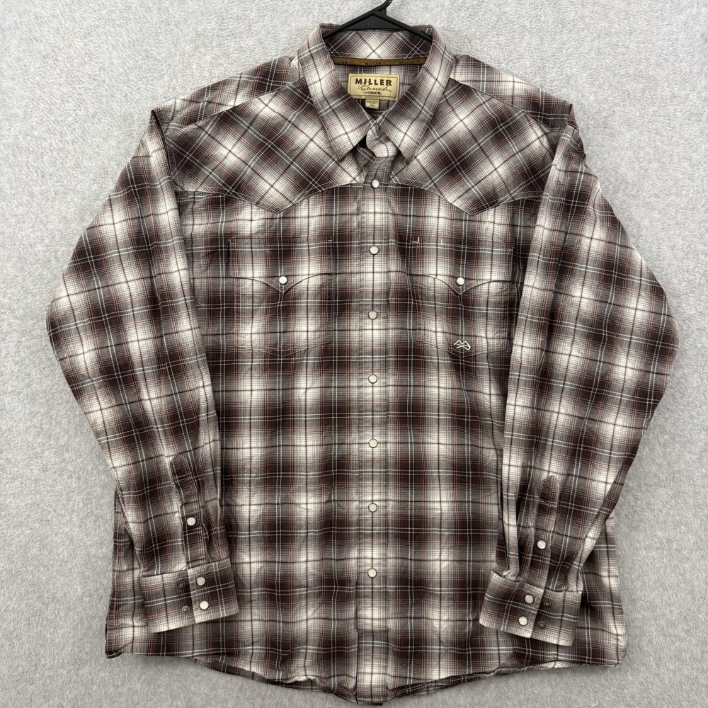 Cinch Miller Ranch Shirt Men 2XL Brown Long Sleeve Pearl Snap Western  Plaid